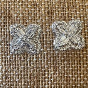 Solid Sterling Silver and Moissanite Clover Earrings